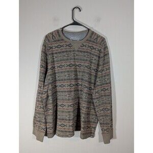 Eddie Bauer Men Long Sleeve Henley Aztec Shirt Sz XL Southwest Barn Core Outdoor